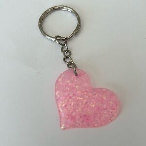 NWT Pink Glitter Hanging Heart Keychain